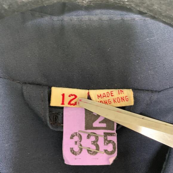 Navy Blue Vintage 70s 80s Trench Coat Horn Button Style Belted Classic Medium - Picture 8 of 15